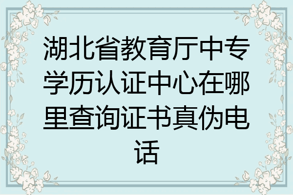 湖北省教育厅中专学历认证中心在哪里查询证书真伪电话