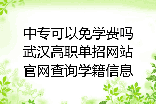 中专可以免学费吗武汉高职单招网站官网查询学籍信息