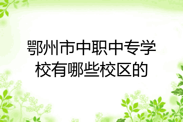 鄂州市中职中专学校有哪些校区的