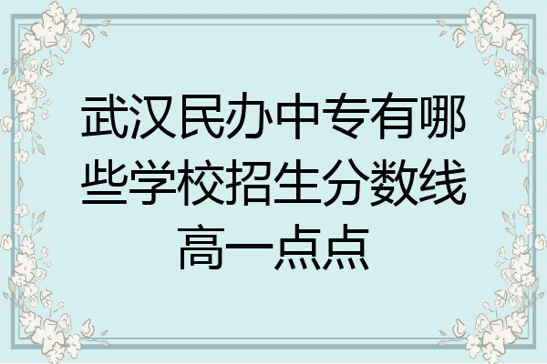 武汉民办中专有哪些学校招生分数线高一点点