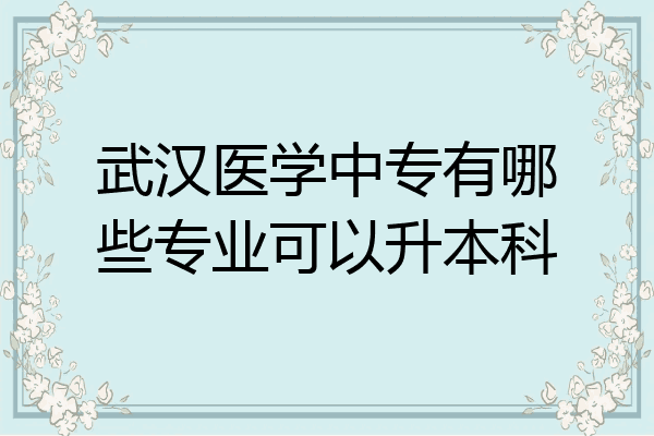 武汉医学中专有哪些专业可以升本科