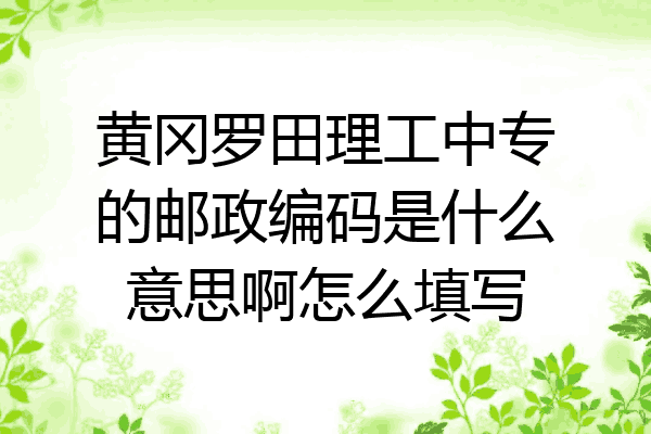黄冈罗田理工中专的邮政编码是什么意思啊怎么填写