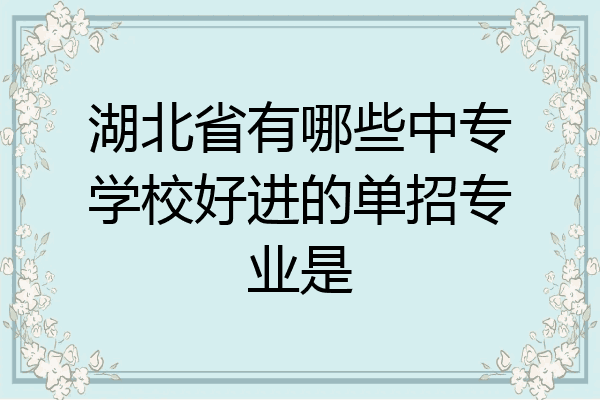 湖北省有哪些中专学校好进的单招专业是
