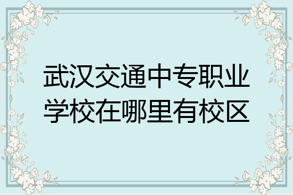 武汉交通中专职业学校在哪里有校区