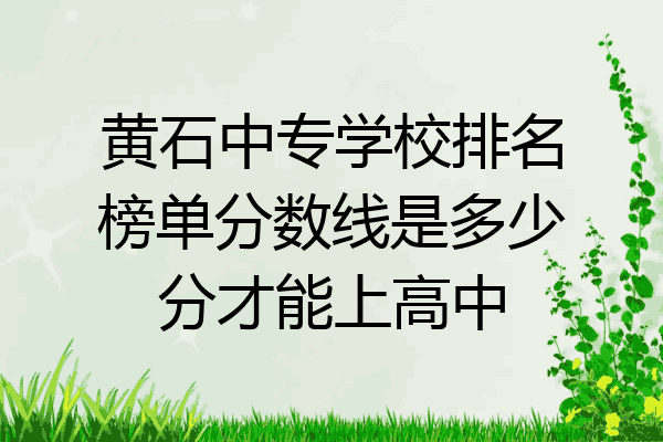 黄石中专学校排名榜单分数线是多少分才能上高中