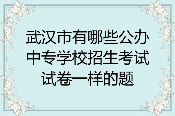 武汉市有哪些公办中专学校招生考试试卷一样的题