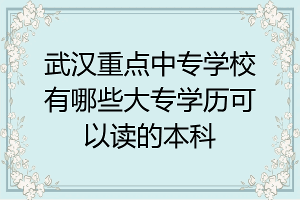 武汉重点中专学校有哪些大专学历可以读的本科