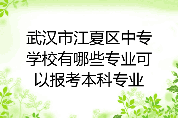 武汉市江夏区中专学校有哪些专业可以报考本科专业