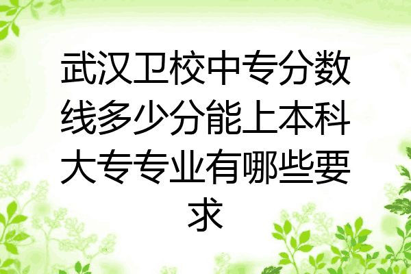 武汉卫校中专分数线多少分能上本科大专专业有哪些要求