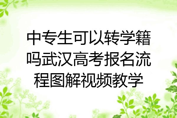 中专生可以转学籍吗武汉高考报名流程图解视频教学