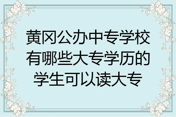 黄冈公办中专学校有哪些大专学历的学生可以读大专