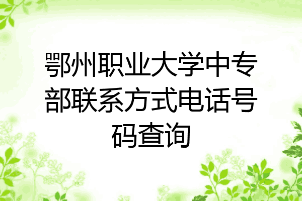 鄂州职业大学中专部联系方式电话号码查询
