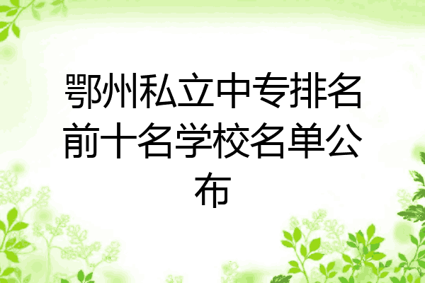 鄂州私立中专排名前十名学校名单公布