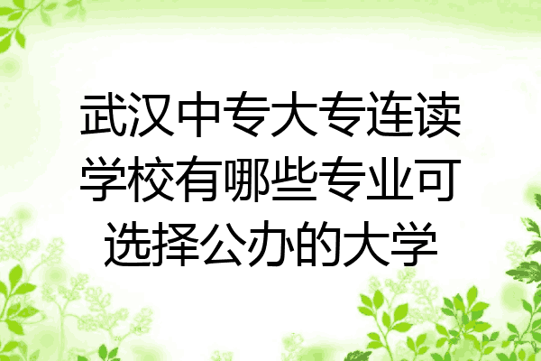 武汉中专大专连读学校有哪些专业可选择公办的大学