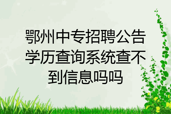 鄂州中专招聘公告学历查询系统查不到信息吗吗