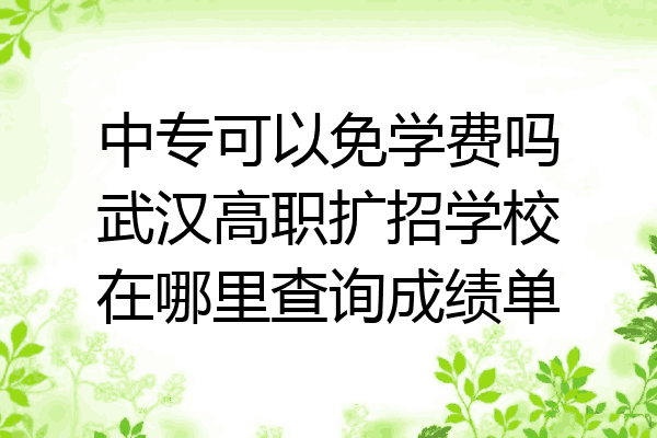 中专可以免学费吗武汉高职扩招学校在哪里查询成绩单