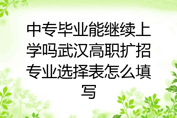 中专毕业能继续上学吗武汉高职扩招专业选择表怎么填写