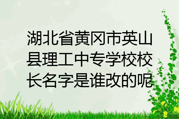 湖北省黄冈市英山县理工中专学校校长名字是谁改的呢
