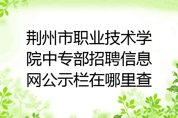 荆州市职业技术学院中专部招聘信息网公示栏在哪里查