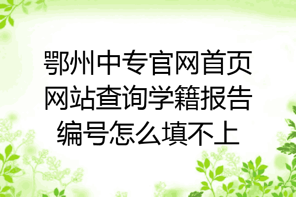鄂州中专官网首页网站查询学籍报告编号怎么填不上