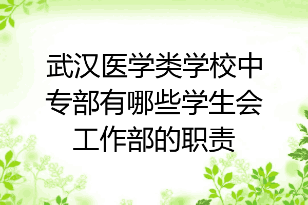 武汉医学类学校中专部有哪些学生会工作部的职责