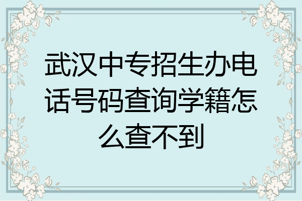 武汉中专招生办电话号码查询学籍怎么查不到