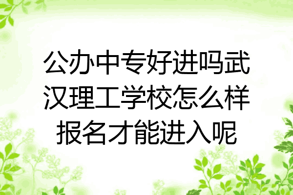 公办中专好进吗武汉理工学校怎么样报名才能进入呢