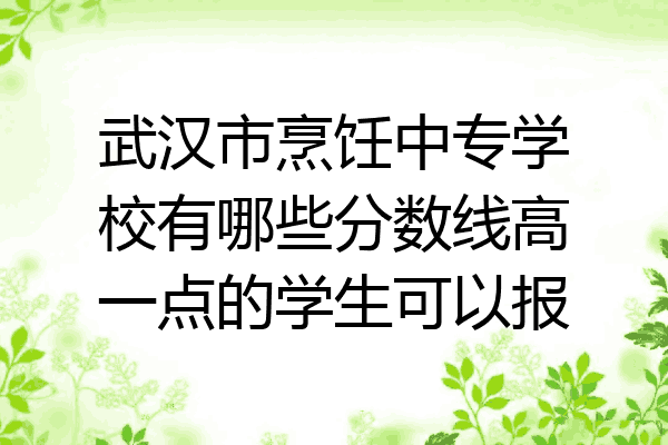 武汉市烹饪中专学校有哪些分数线高一点的学生可以报