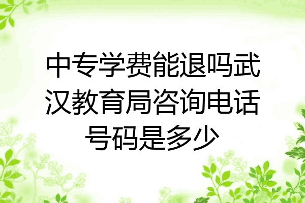 中专学费能退吗武汉教育局咨询电话号码是多少