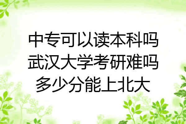 中专可以读本科吗武汉大学考研难吗多少分能上北大