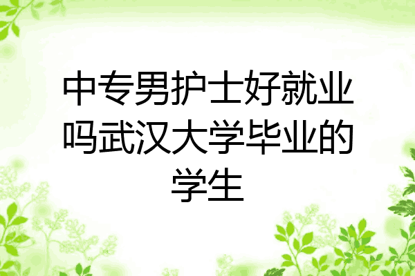 中专男护士好就业吗武汉大学毕业的学生