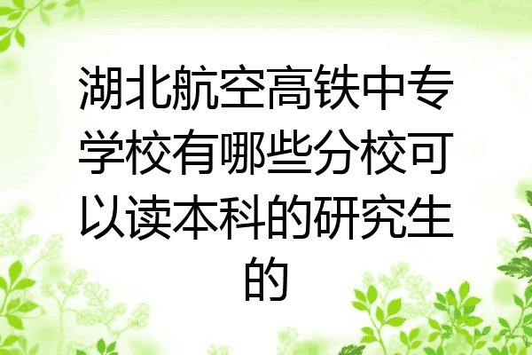 湖北航空高铁中专学校有哪些分校可以读本科的研究生的