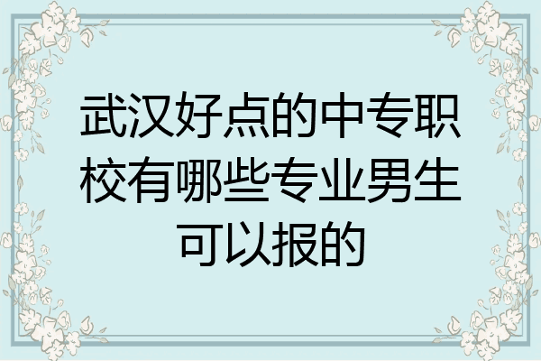 武汉好点的中专职校有哪些专业男生可以报的