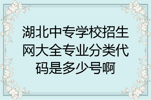 湖北中专学校招生网大全专业分类代码是多少号啊