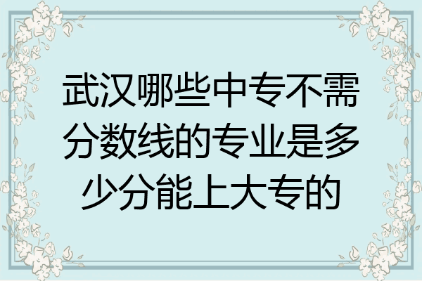 武汉哪些中专不需分数线的专业是多少分能上大专的