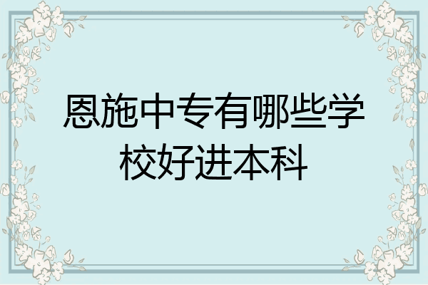 恩施中专有哪些学校好进本科