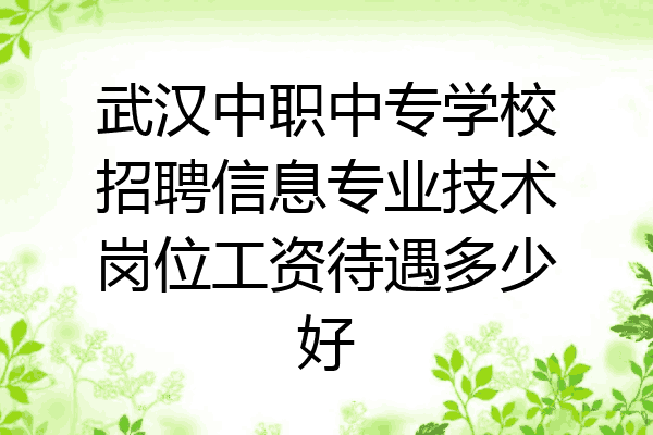 武汉中职中专学校招聘信息专业技术岗位工资待遇多少好