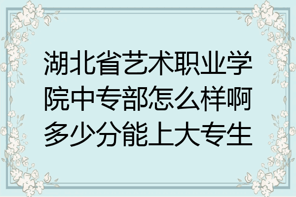 湖北省艺术职业学院中专部怎么样啊多少分能上大专生