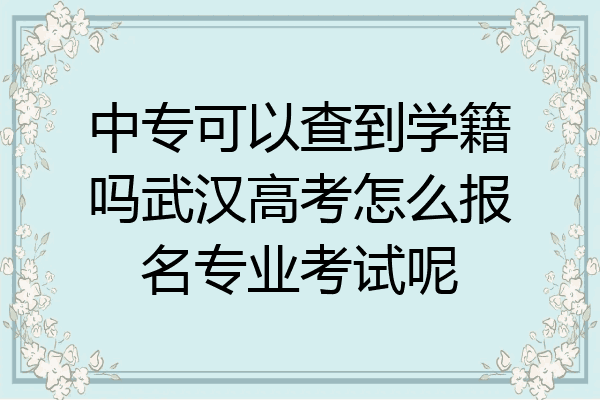 中专可以查到学籍吗武汉高考怎么报名专业考试呢