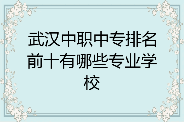 武汉中职中专排名前十有哪些专业学校