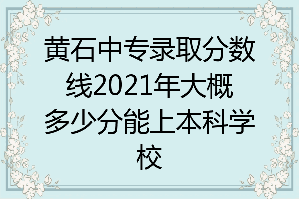 黄石中专录取分数线2021年大概多少分能上本科学校