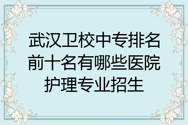 武汉卫校中专排名前十名有哪些医院护理专业招生