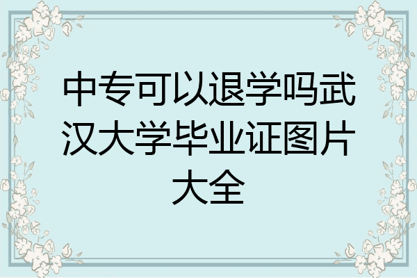 中专可以退学吗武汉大学毕业证图片大全