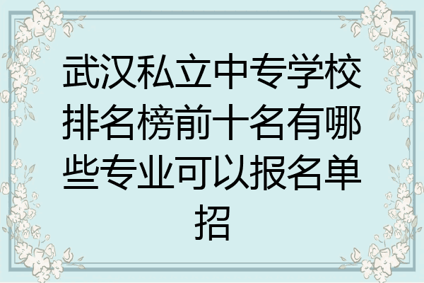 武汉私立中专学校排名榜前十名有哪些专业可以报名单招