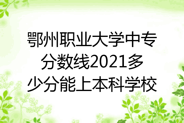 鄂州职业大学中专分数线2021多少分能上本科学校