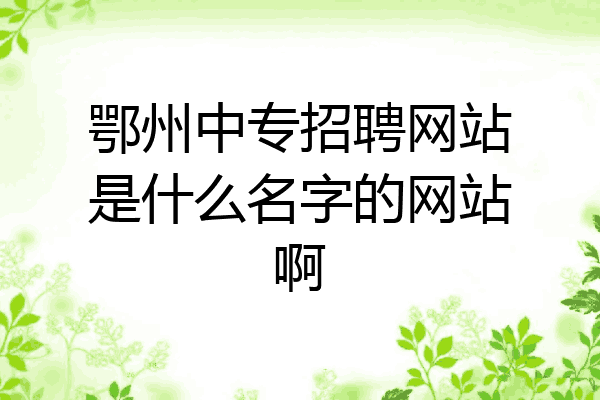 鄂州中专招聘网站是什么名字的网站啊