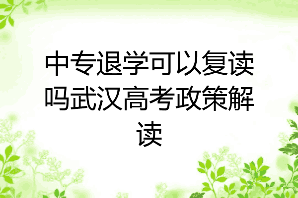 中专退学可以复读吗武汉高考政策解读