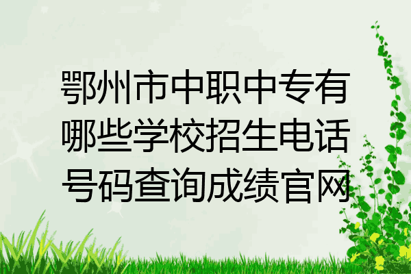 鄂州市中职中专有哪些学校招生电话号码查询成绩官网