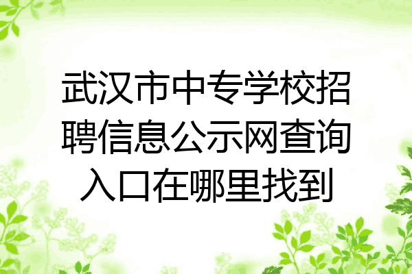 武汉市中专学校招聘信息公示网查询入口在哪里找到