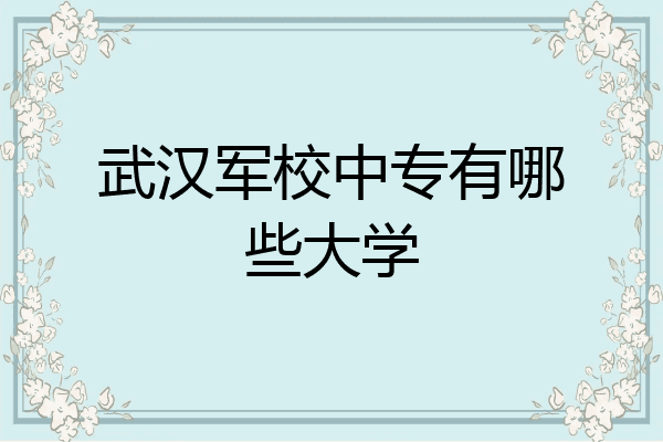 武汉军校中专有哪些大学